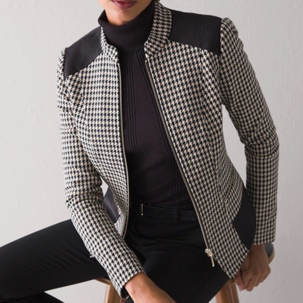 Whbm Houndstooth Zip Jacket - image 4